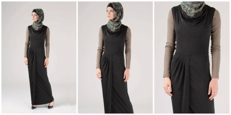 dress simple, dress model baru, dress hitam, dress anggun, dress tanpa lengan, londress hijab.